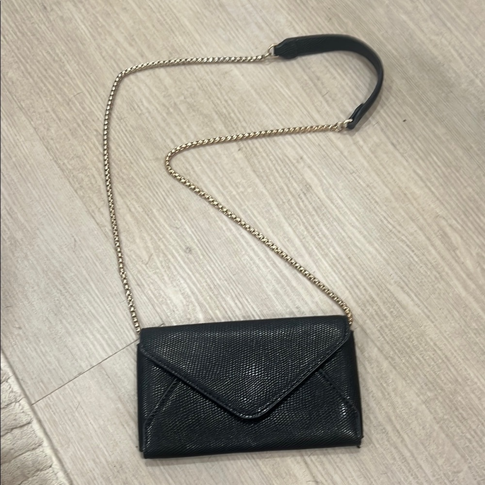 Zara Black and Gold Crossbody Bag with Chain Strap